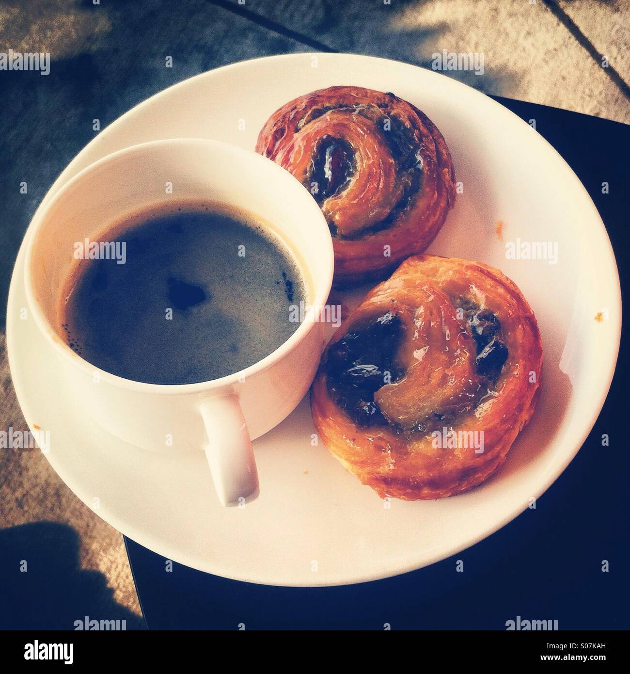 Weatern breakfast with black coffee - Smartphone Captured Stock Image