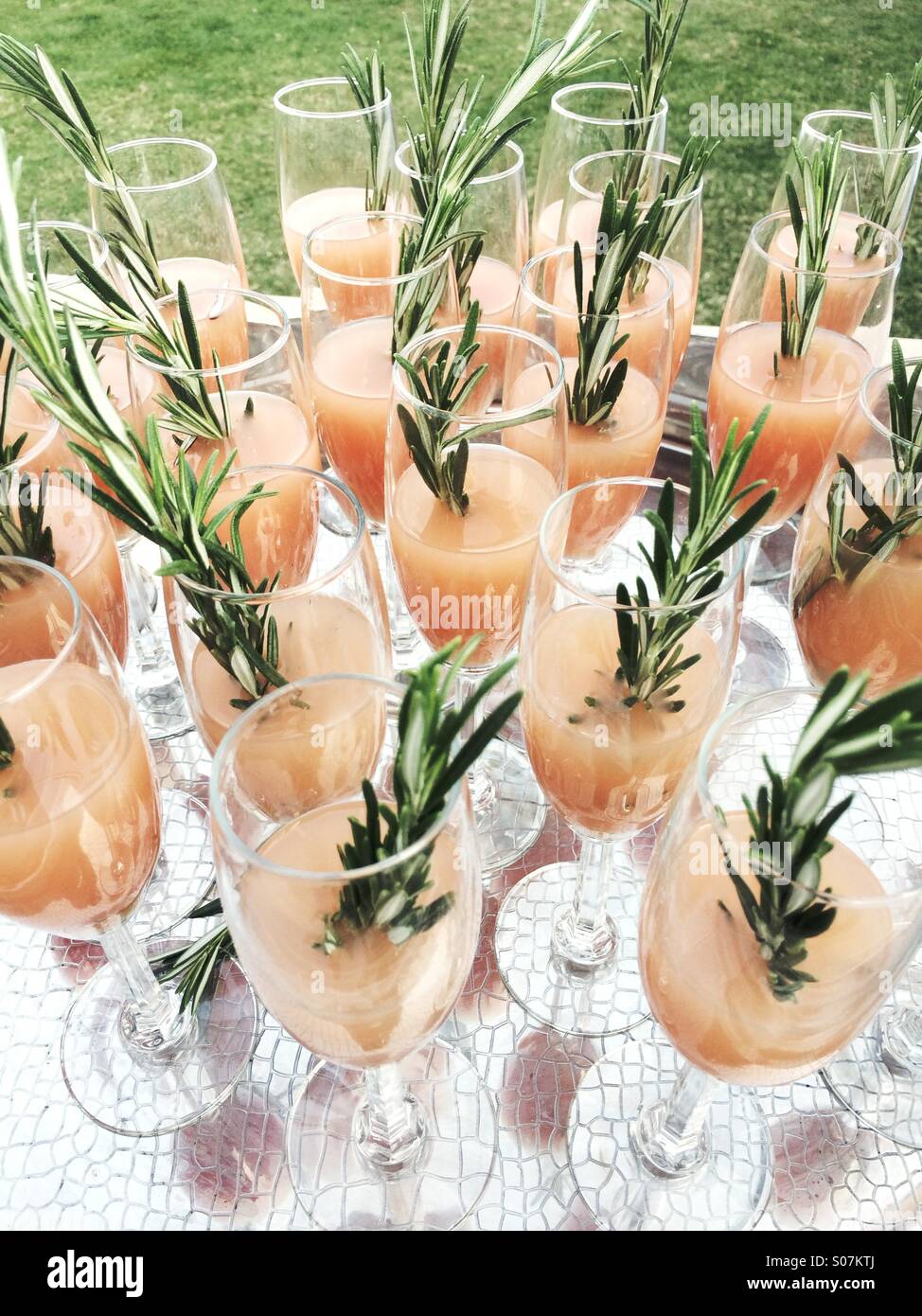 Rosemary cocktails at a wedding in Rosemary Beach, Florida, USA. Stock Photo