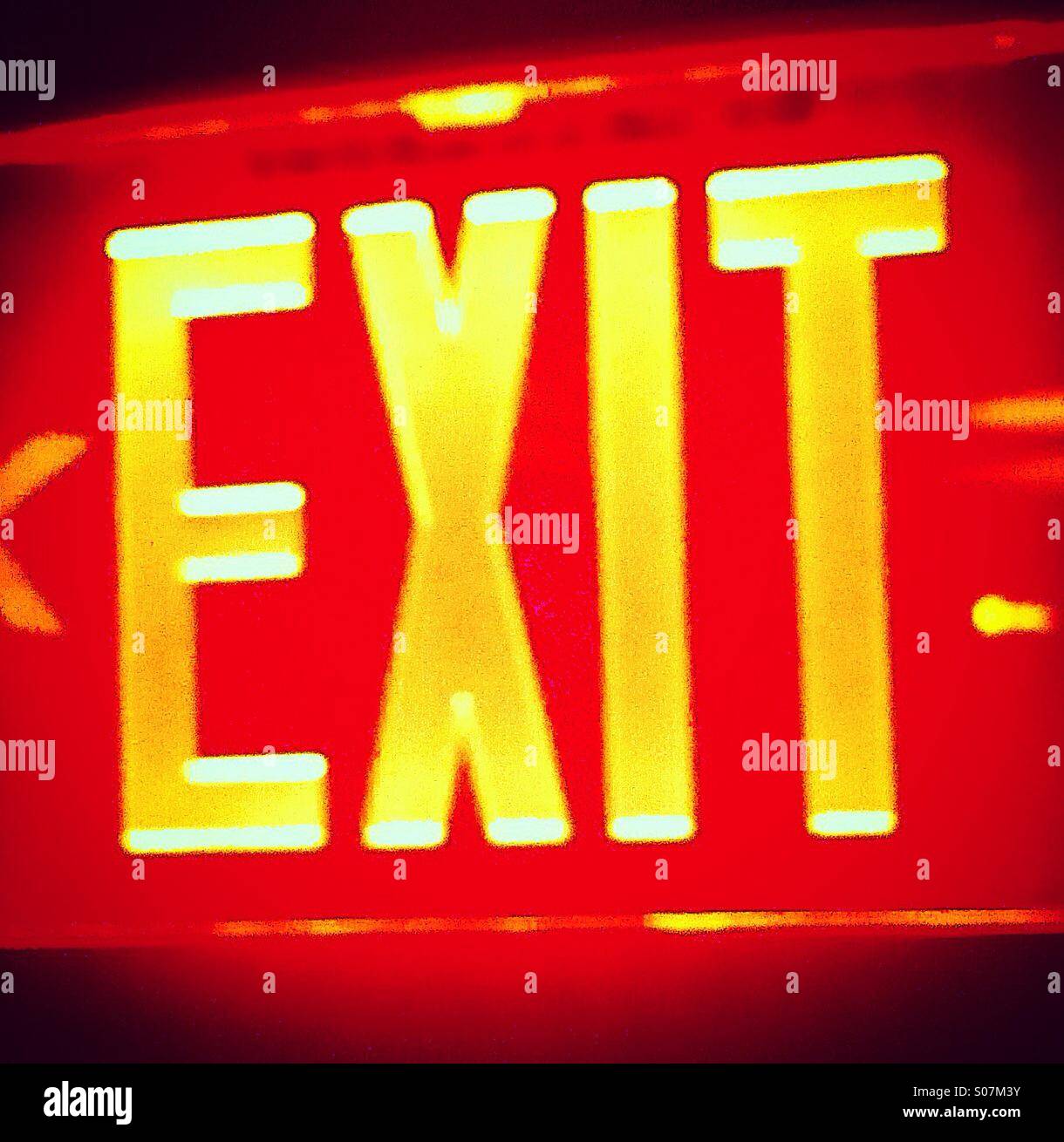 Emergency exit in yellow and red color Stock Photo Alamy