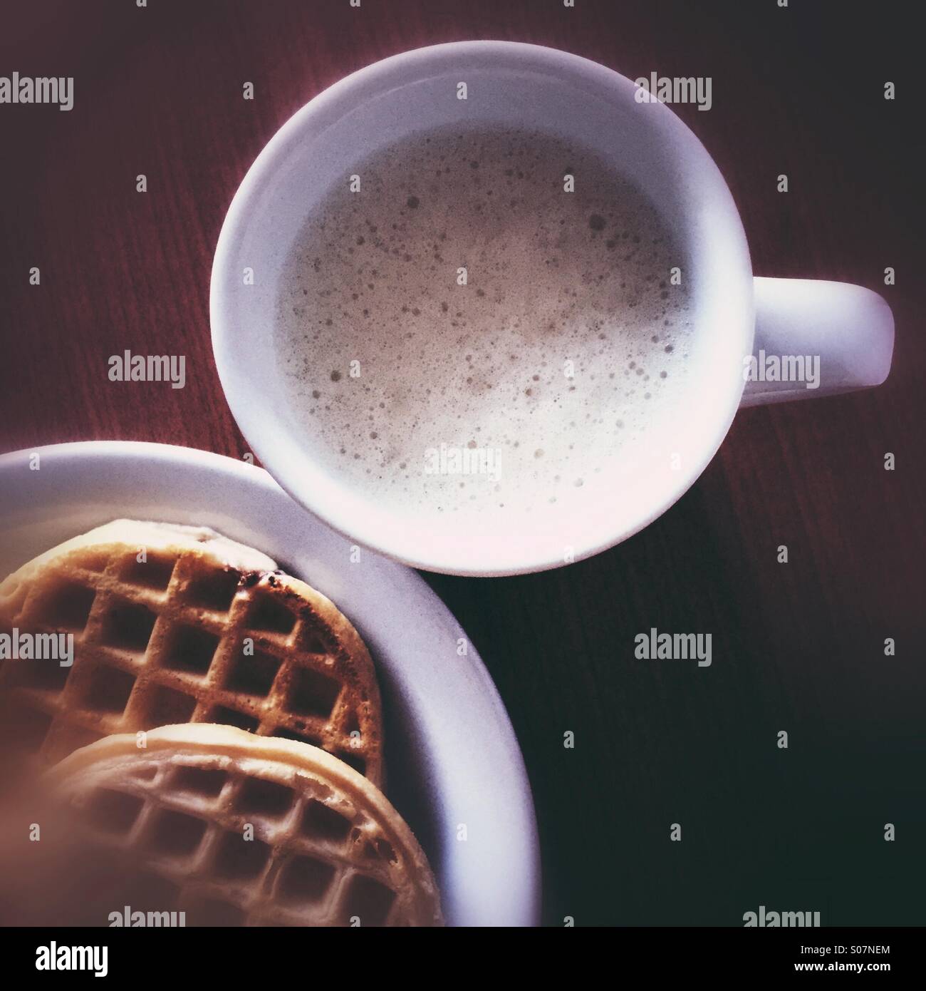 waffle and coffee breakfast Stock Photo Alamy