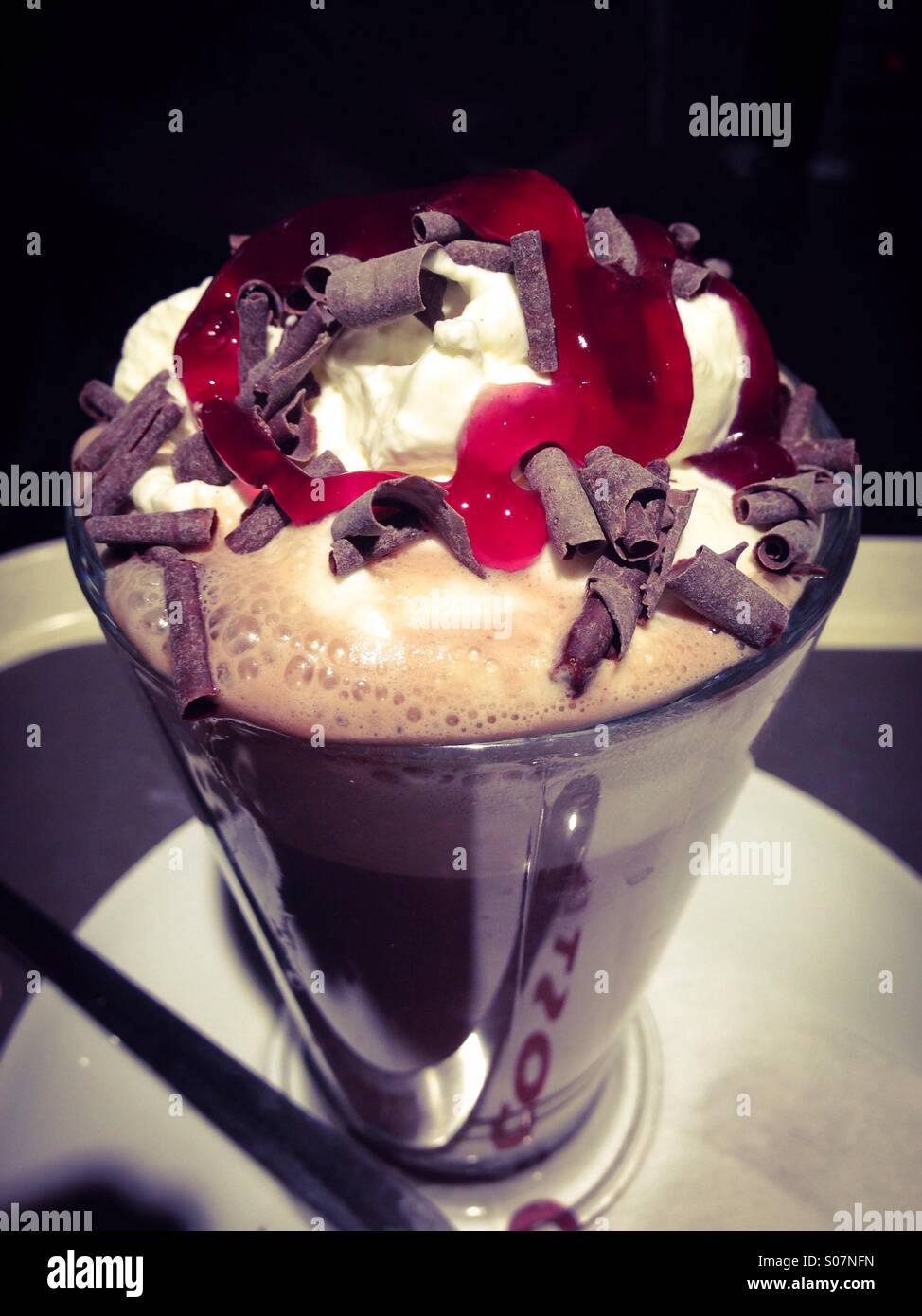 Guilty pleasure indulgent hot chocolate drink - Smartphone Captured Stock Image
