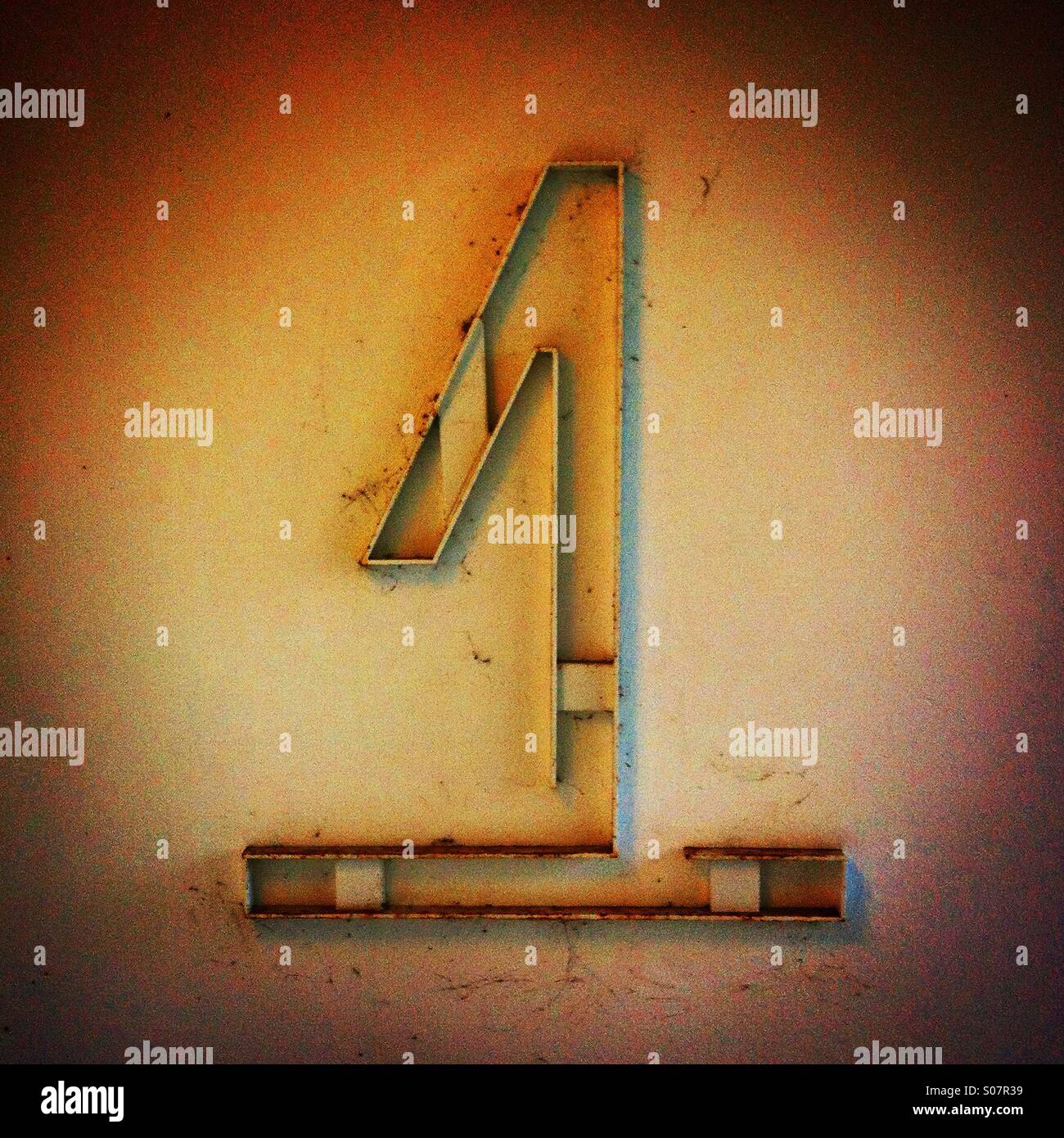 Number 1 on the wall - Smartphone Captured Stock Image