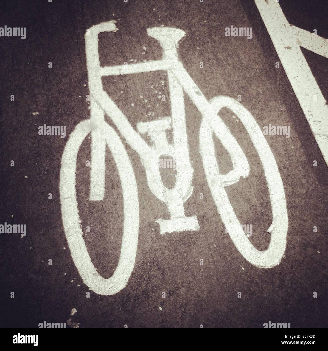 Bicycle flooor sticker - Smartphone Captured Stock Image