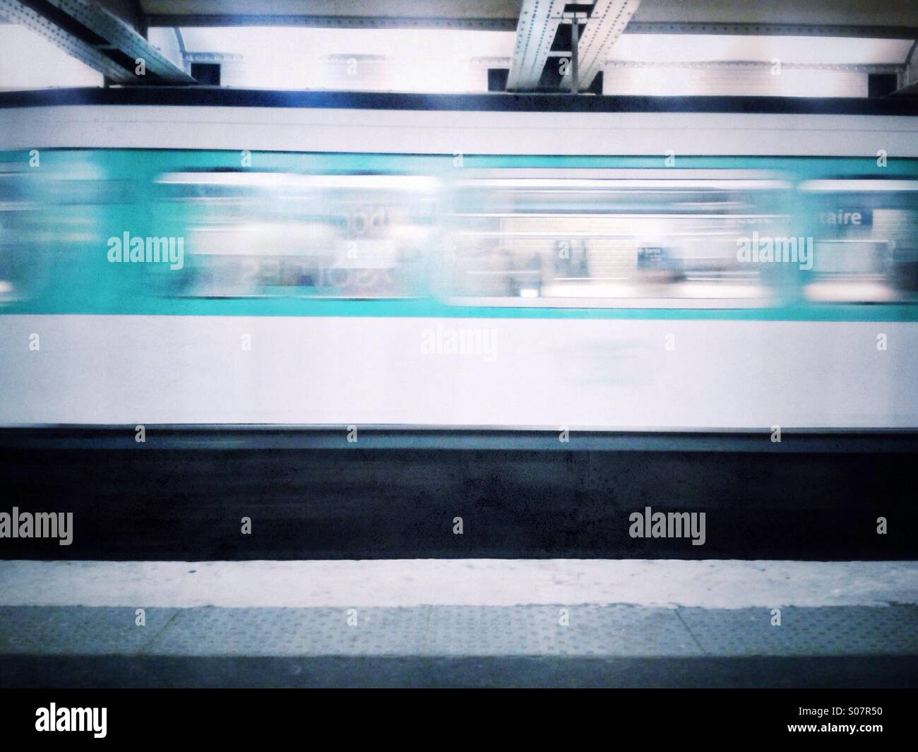 Metro in Paris passing by at high speed - Smartphone Captured Stock Image