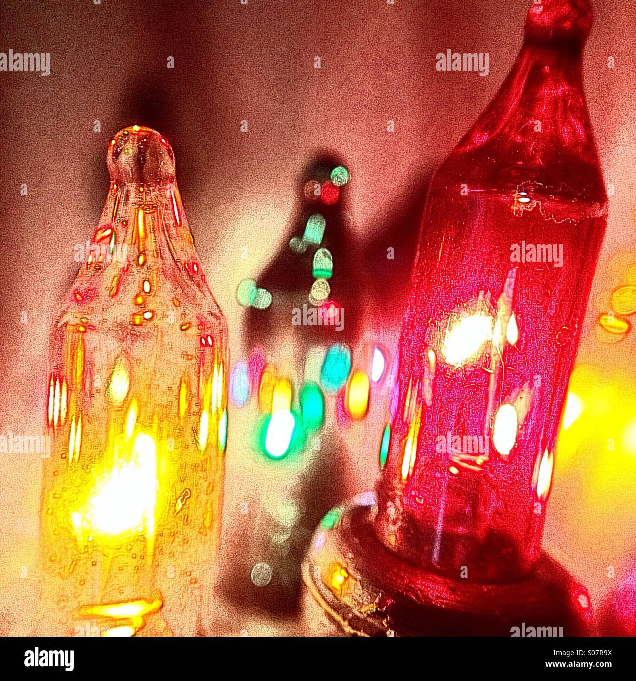 Creative effect on Christmas tree lights - Smartphone Captured Stock Image