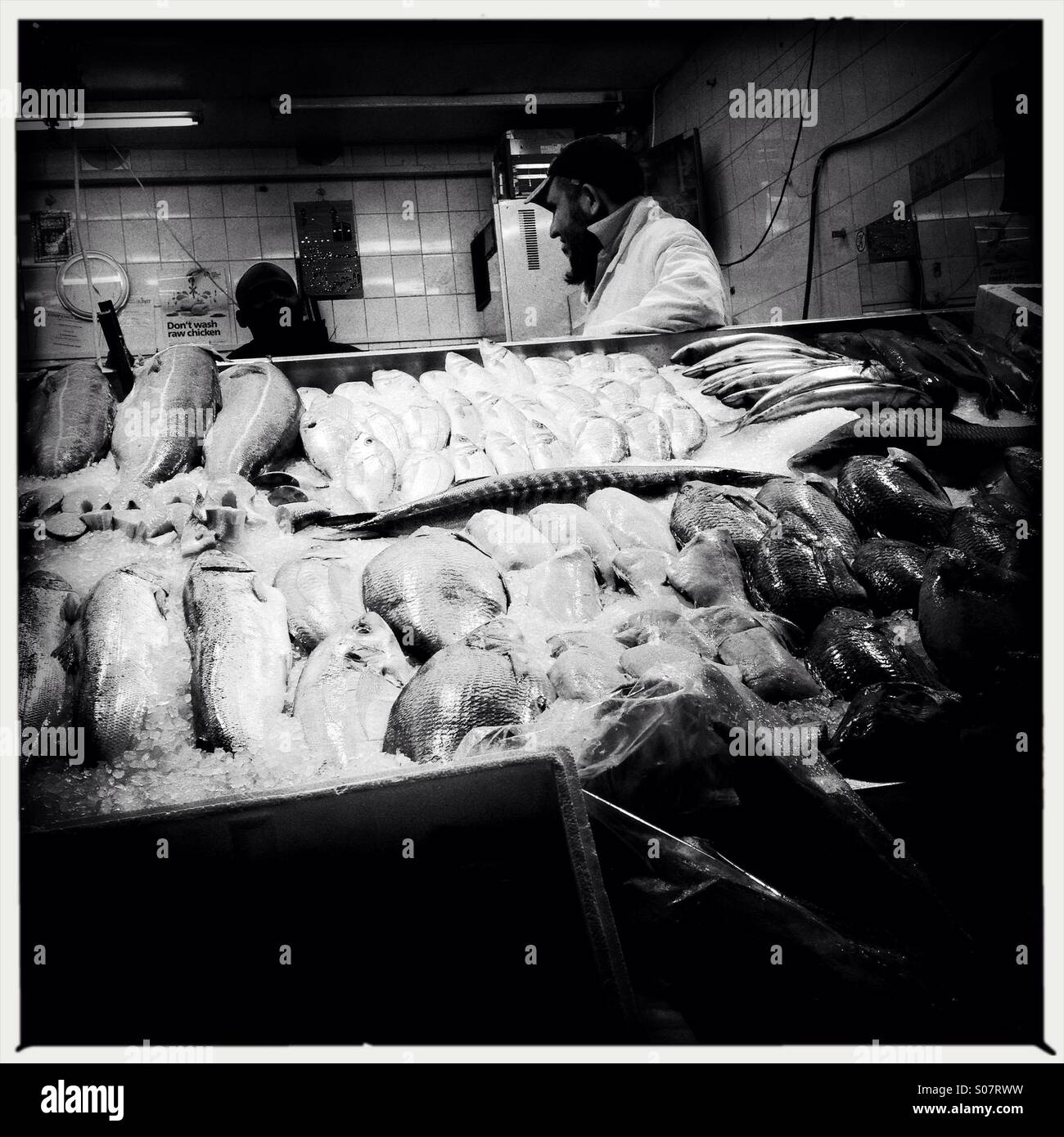Fishmonger in Ridley market in dalston London - Smartphone Captured Stock Image