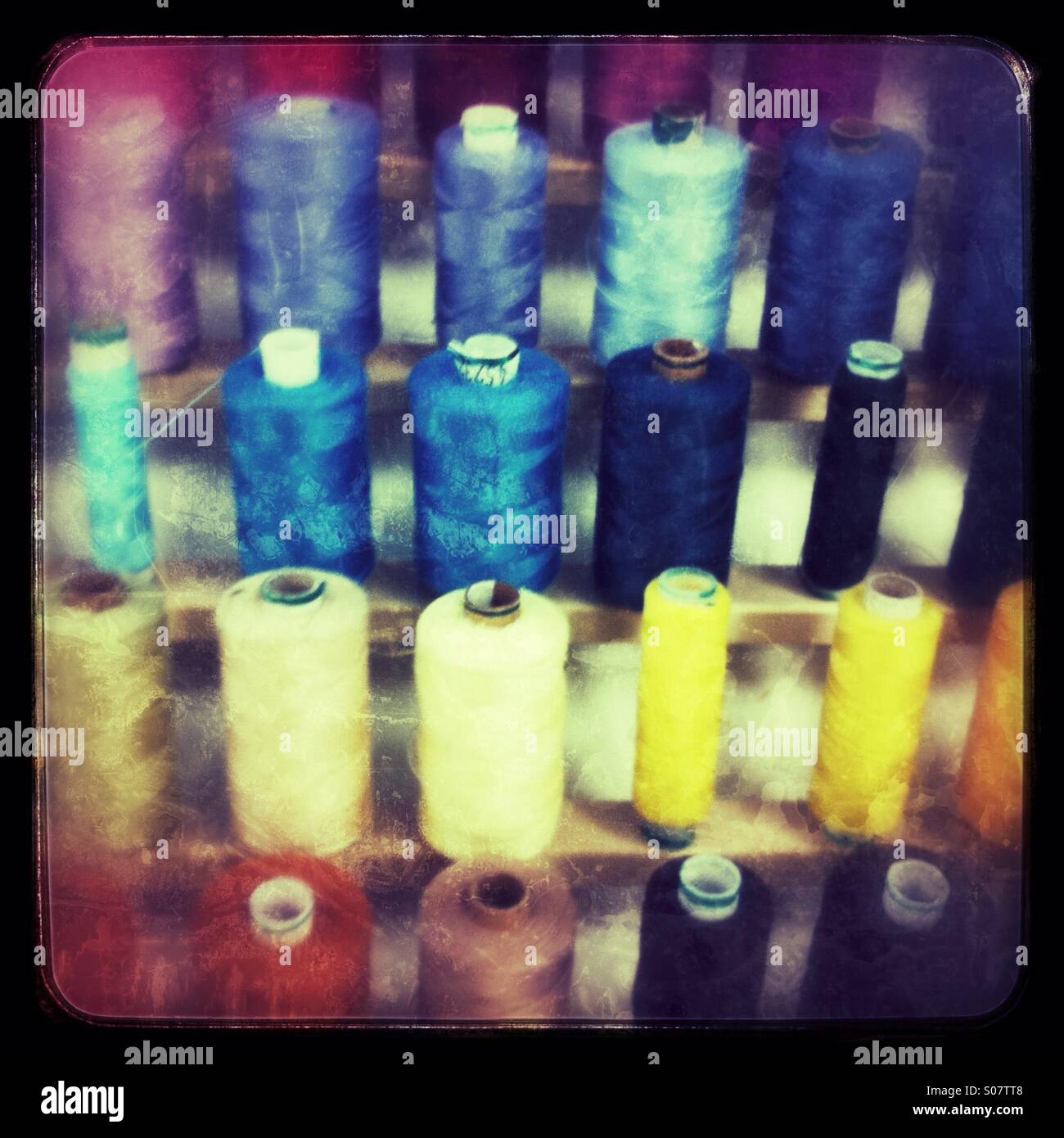 Coloured Cotton reels - Smartphone Captured Stock Image