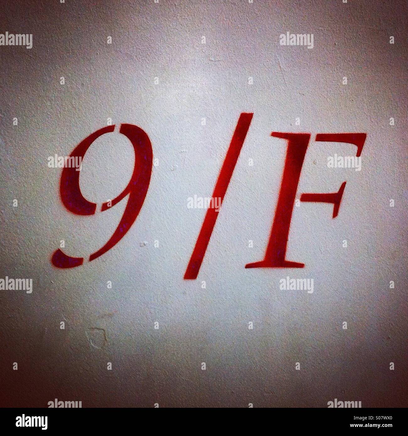 This is the indication of the floor #9 - Smartphone Captured Stock Image