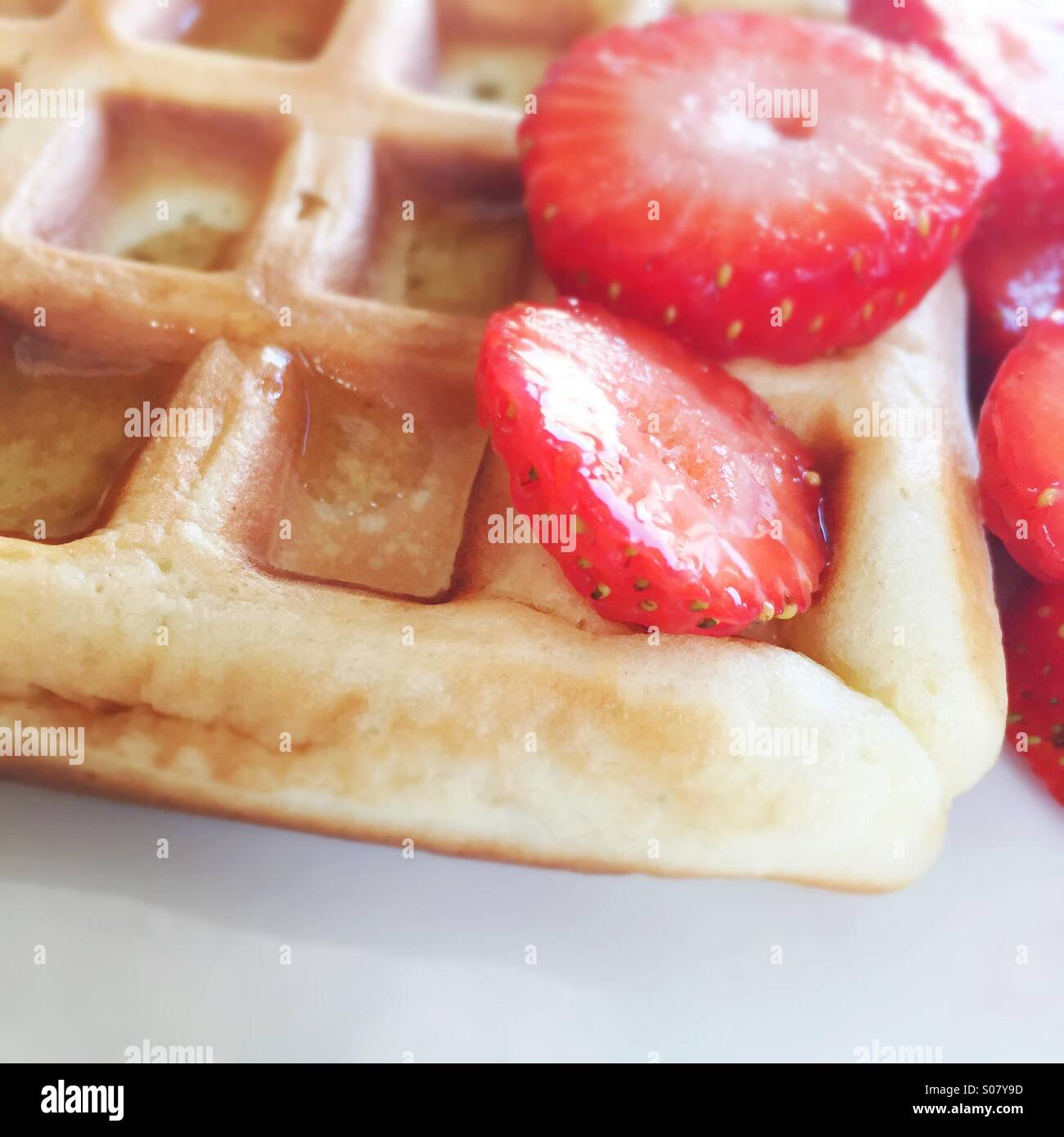 Waffles and strawberries Stock Photo