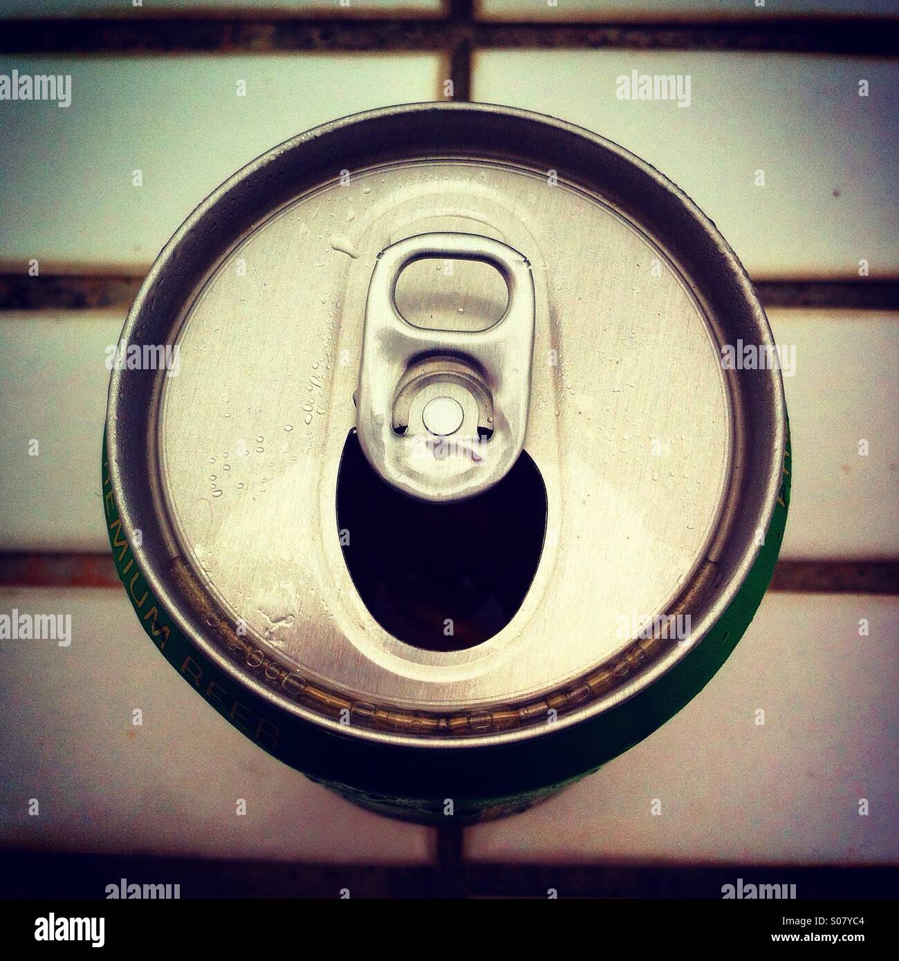 Smily Opened can top view - Smartphone Captured Stock Image