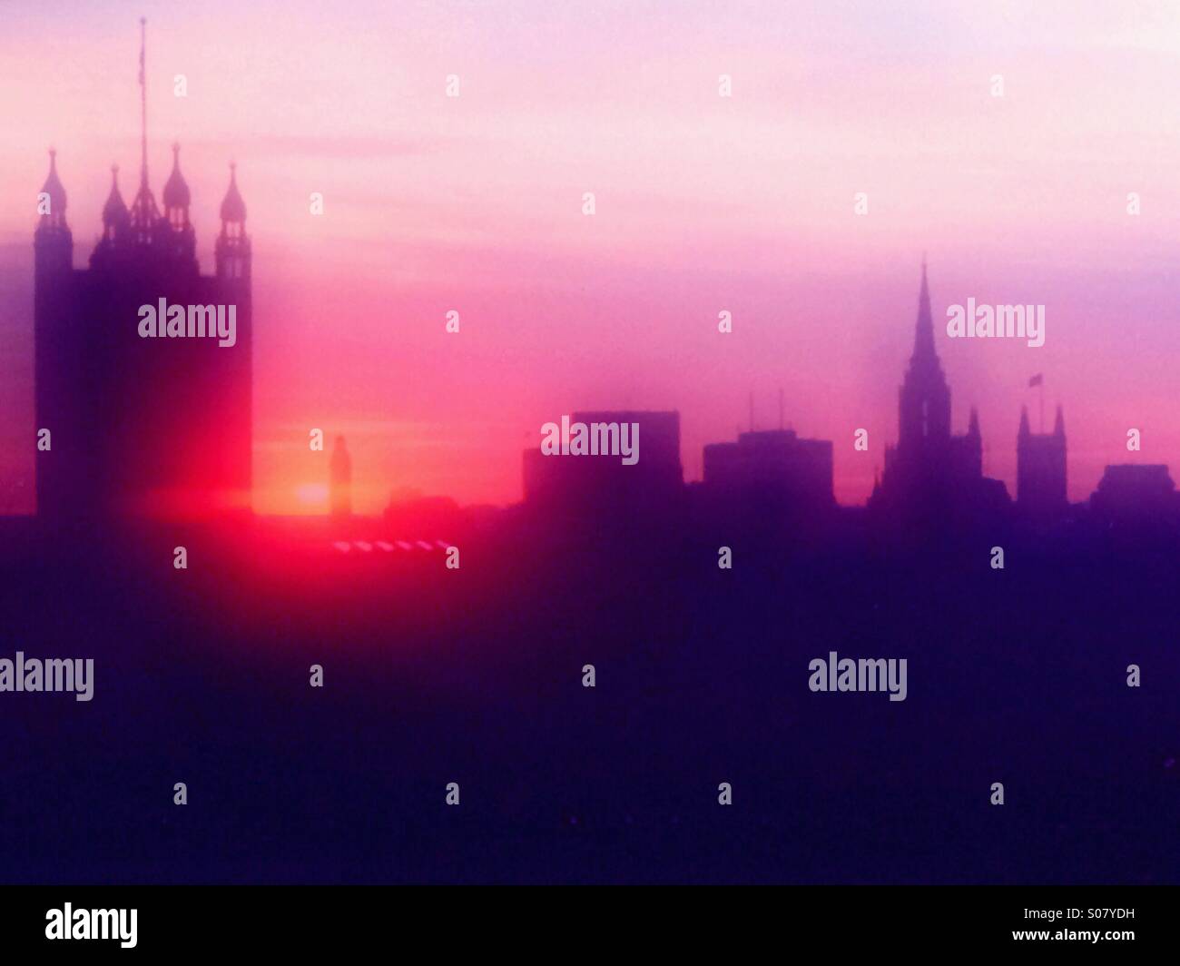 Sunset over Westminster - Smartphone Captured Stock Image