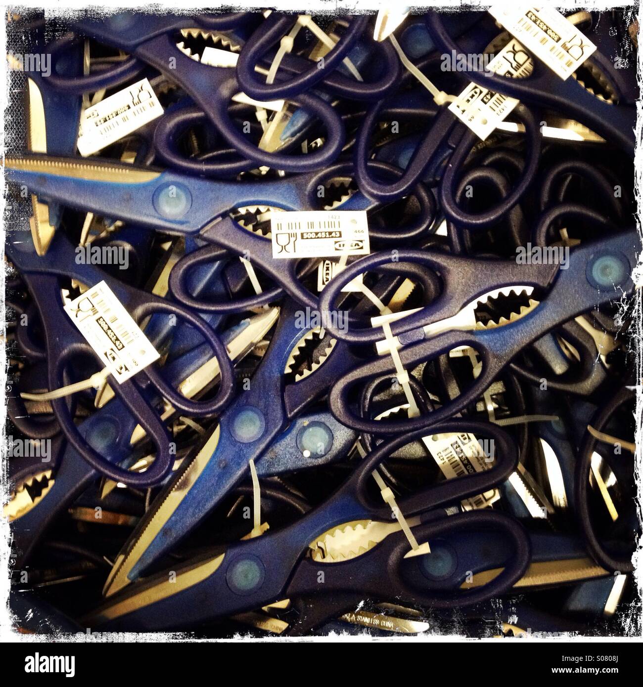 A pile of scissors for sale in a shop - Smartphone Captured Stock Image
