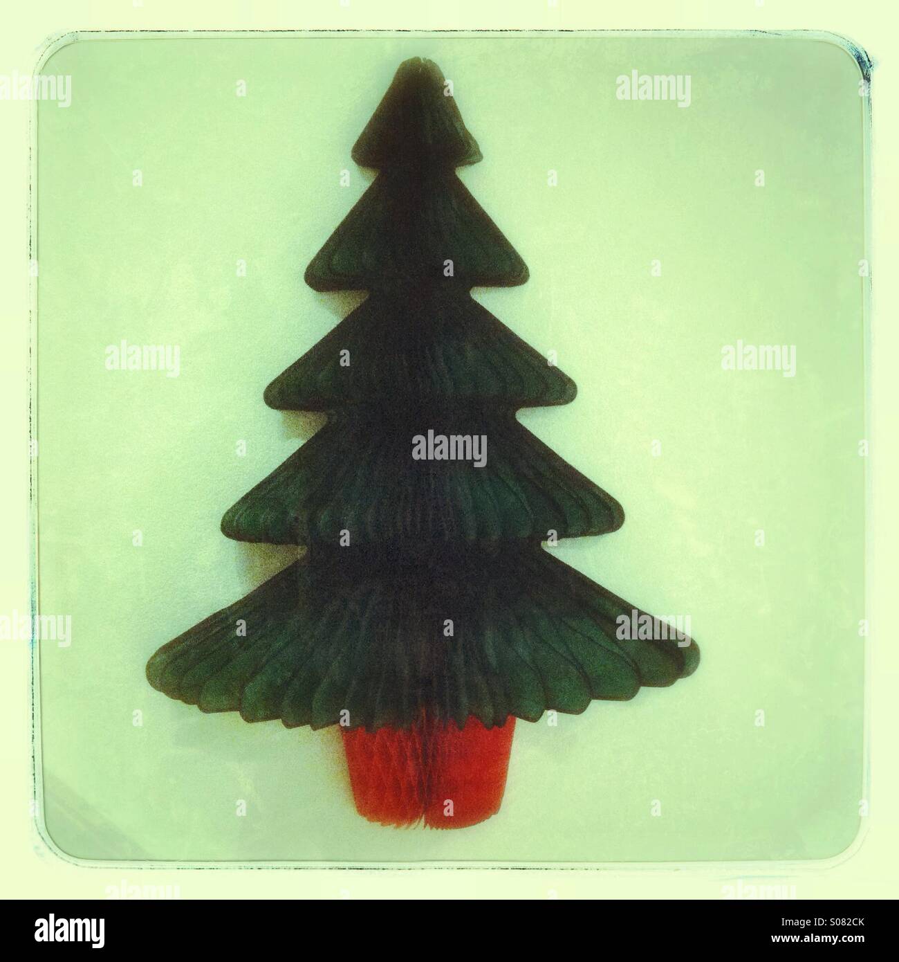 Retro paper Christmas tree decoration - Smartphone Captured Stock Image