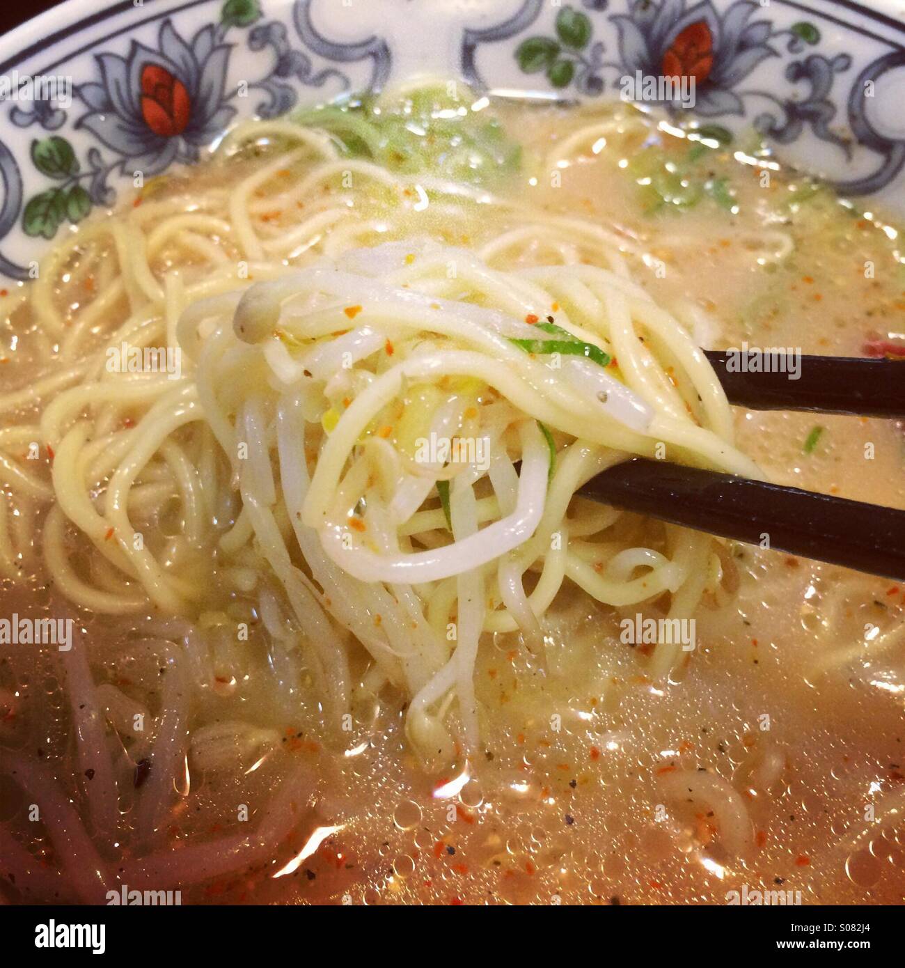 Japanese noodle bowl, a daily staple, Okayama, Japan - Smartphone Captured Stock Image