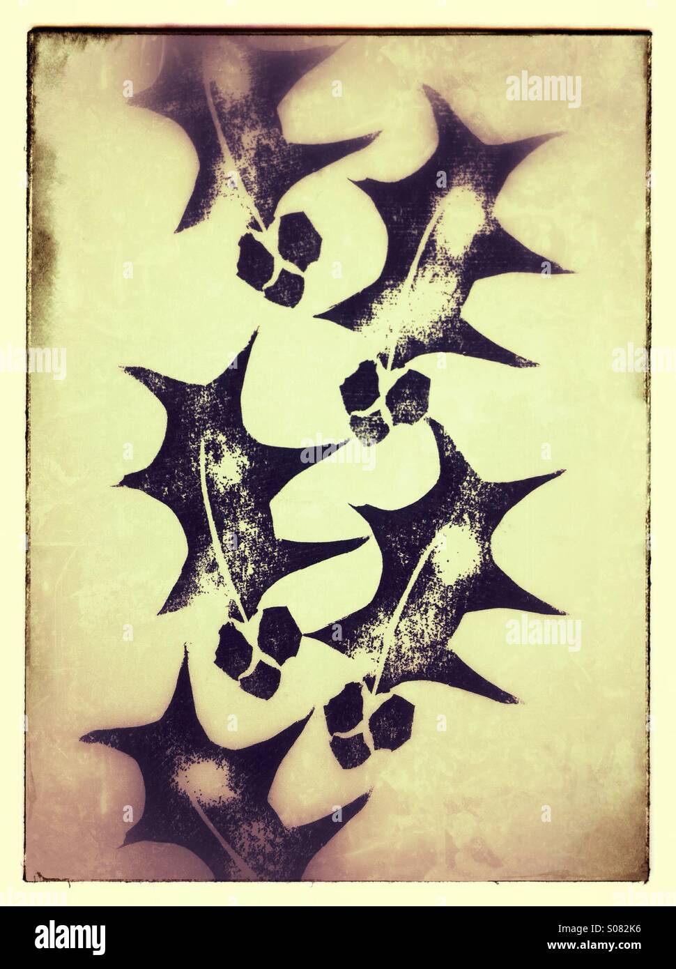 Christmas holly stamps - Smartphone Captured Stock Image