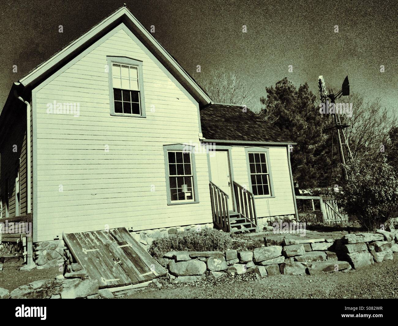 Vintage farm house at Lakewood Heritage Center in Colorado - Smartphone Captured Stock Image