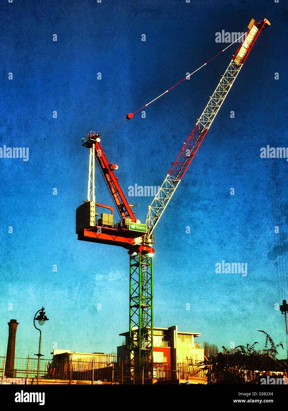 Construction crane on a building site York North Yorkshire England UK - Smartphone Captured Stock Image