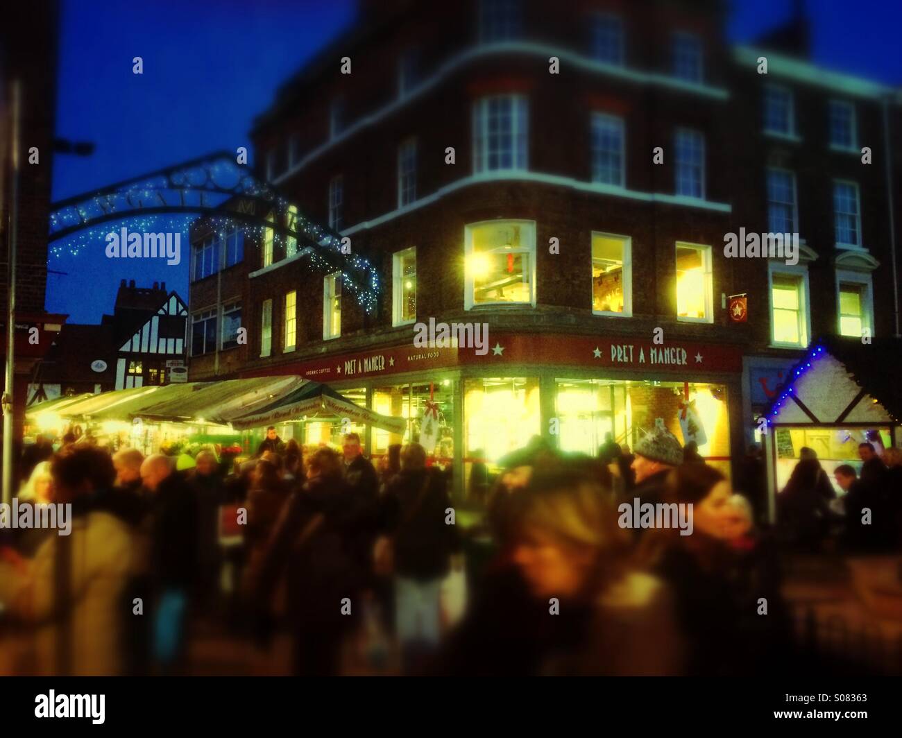 Busy shopping street at Christmas York North Yorkshire England UK - Smartphone Captured Stock Image
