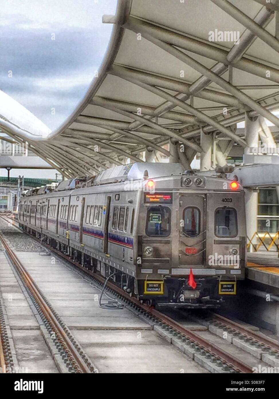 Commuter train at Union Station in Denver Colorado - Smartphone Captured Stock Image