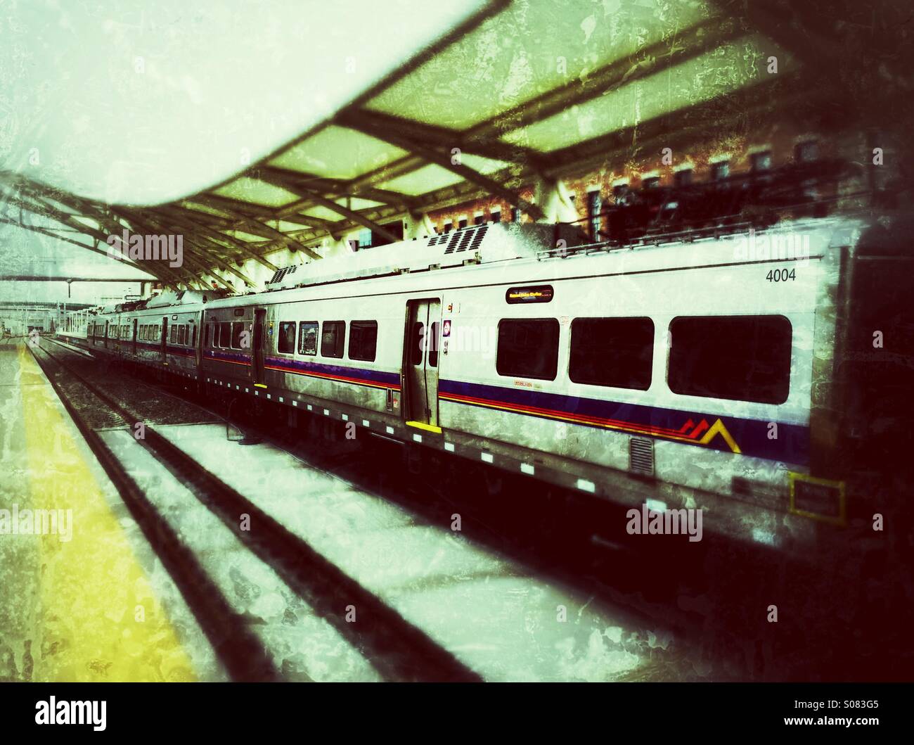 Grunge photo of commuter train - Smartphone Captured Stock Image