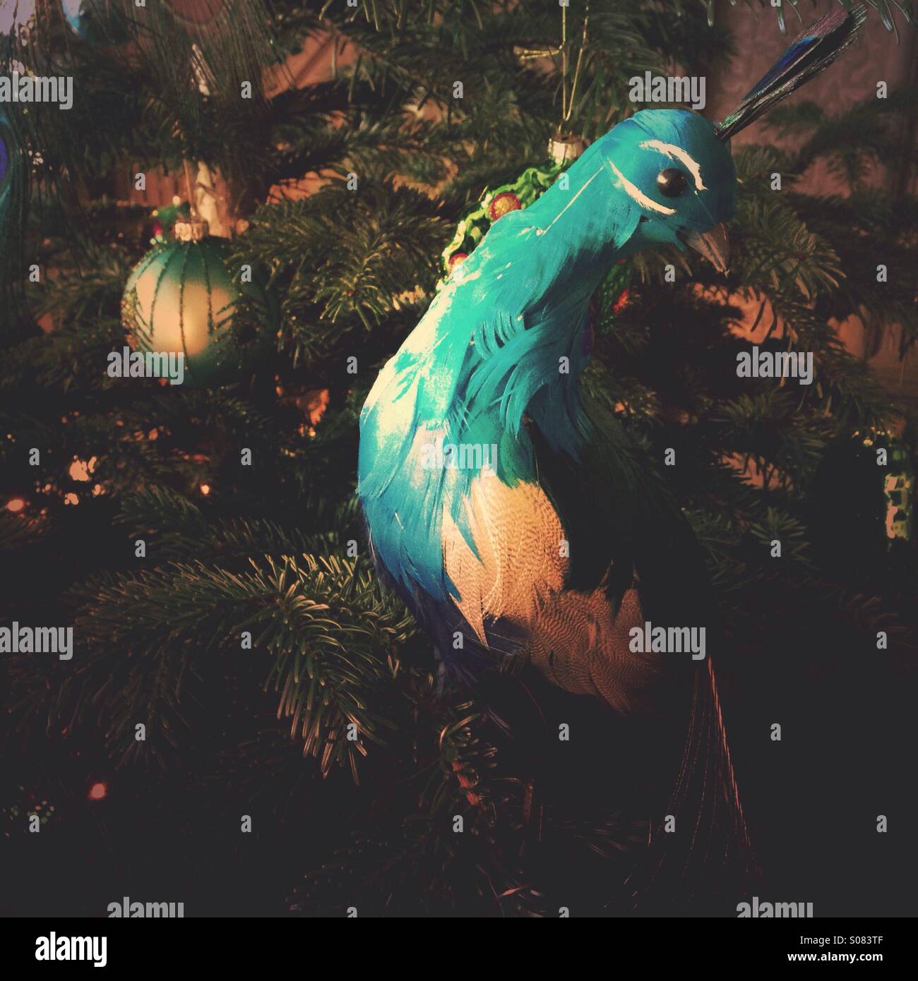 Peacock Christmas Tree Decoration Stock Photo