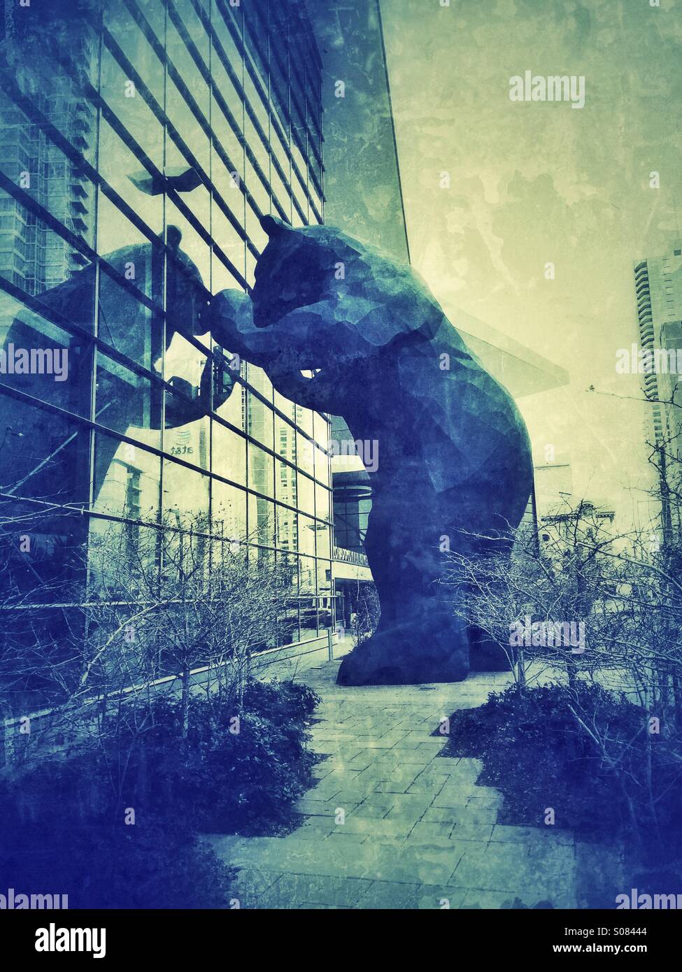 Denver's iconic Blue Bear outside the Convention Center - Smartphone Captured Stock Image