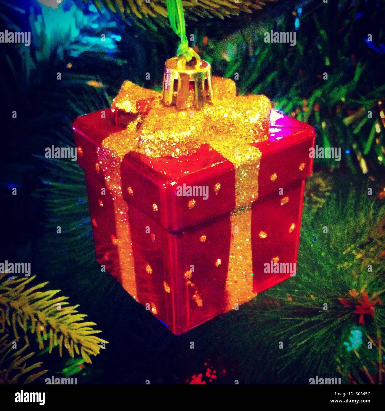 Ted box christmas gift - Smartphone Captured Stock Image