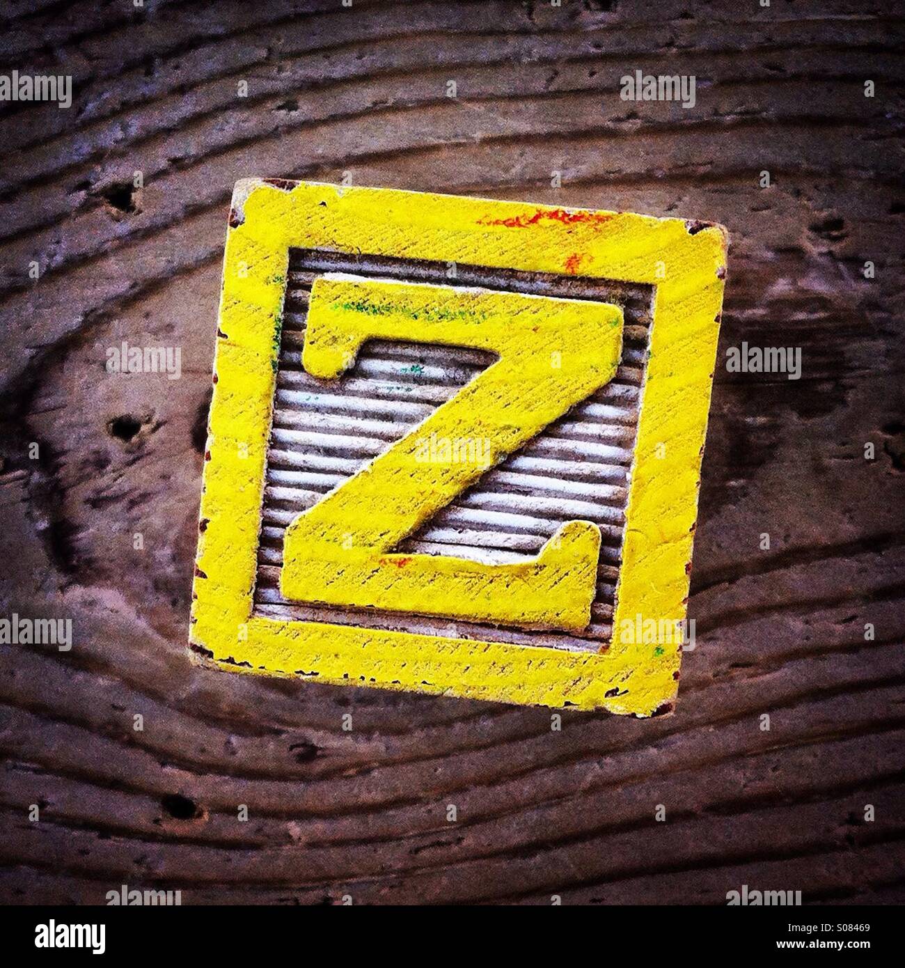 Letter Z on a wood block - Smartphone Captured Stock Image