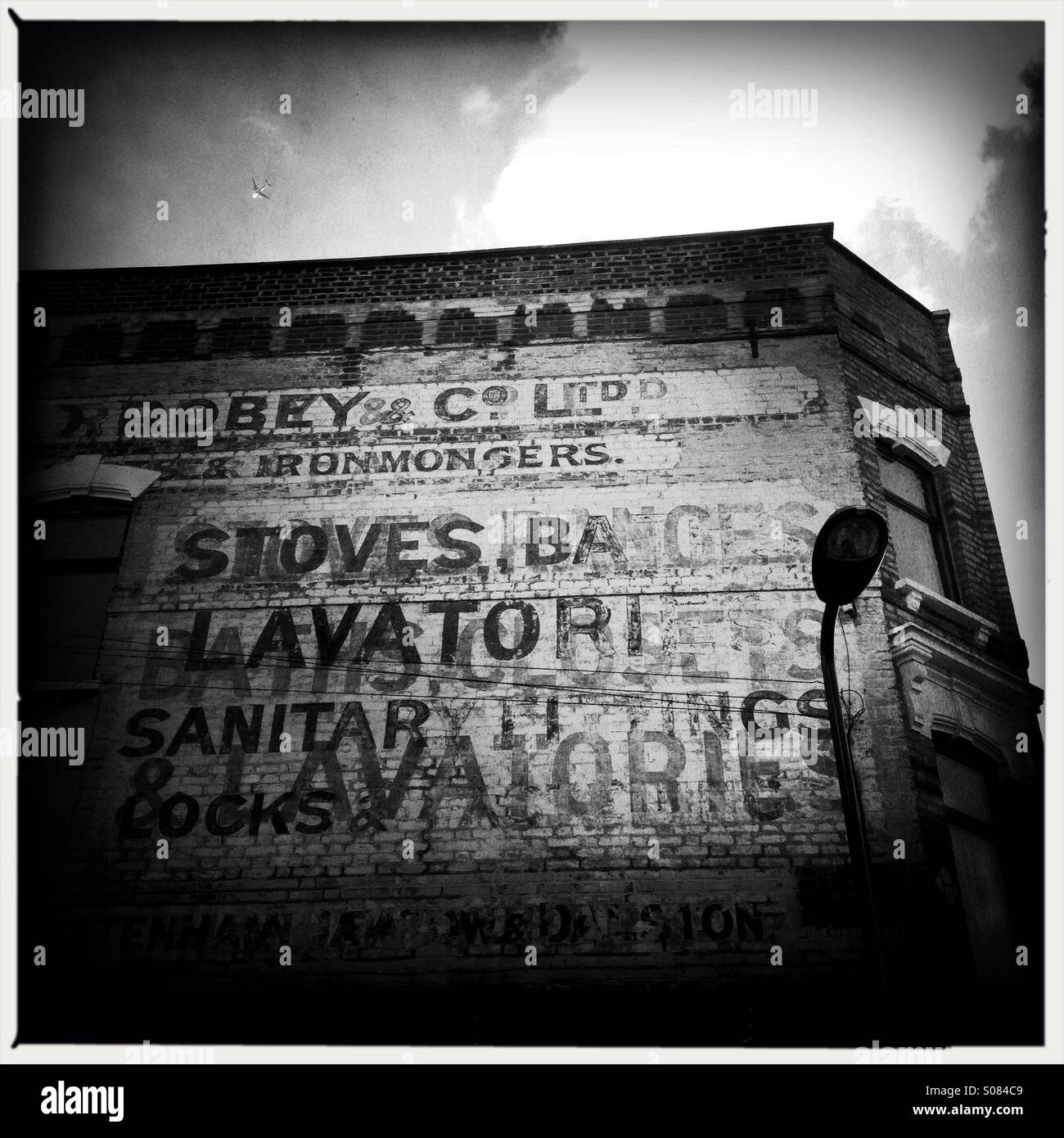 Typography on an old building in Stoke newington London - Smartphone Captured Stock Image