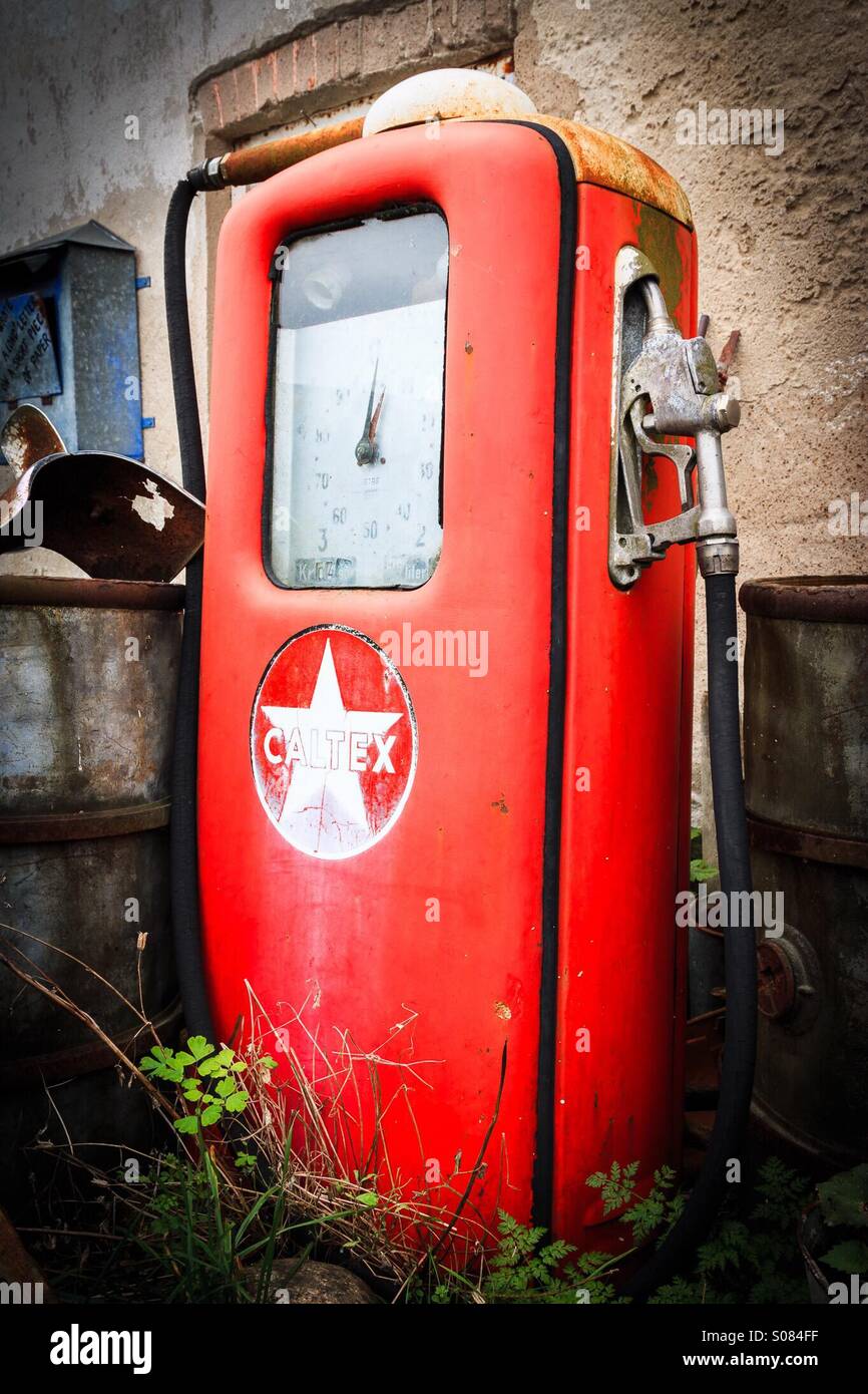 Old Swedish red gas pump Stock Photo Alamy
