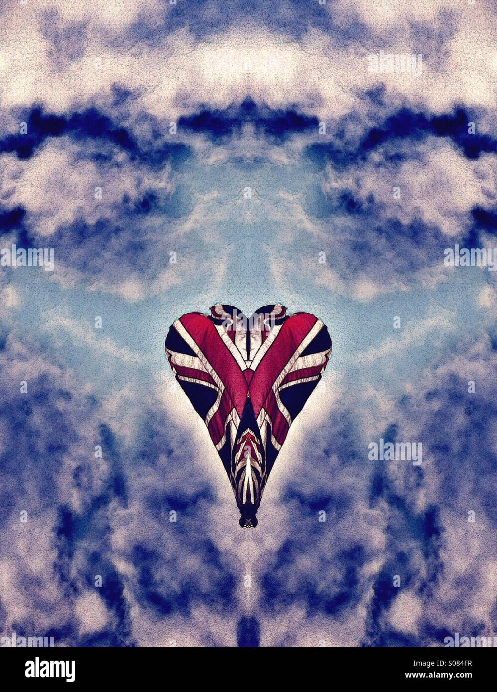 Symmetrical photo of a Union Jack flag - Smartphone Captured Stock Image