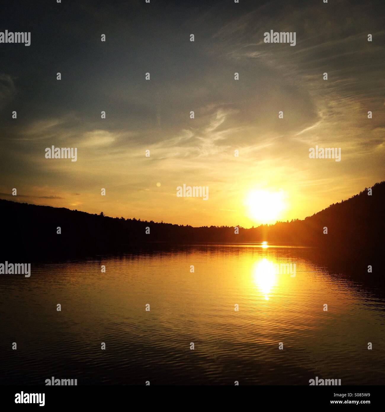Inland Lake Sunset Stock Photo