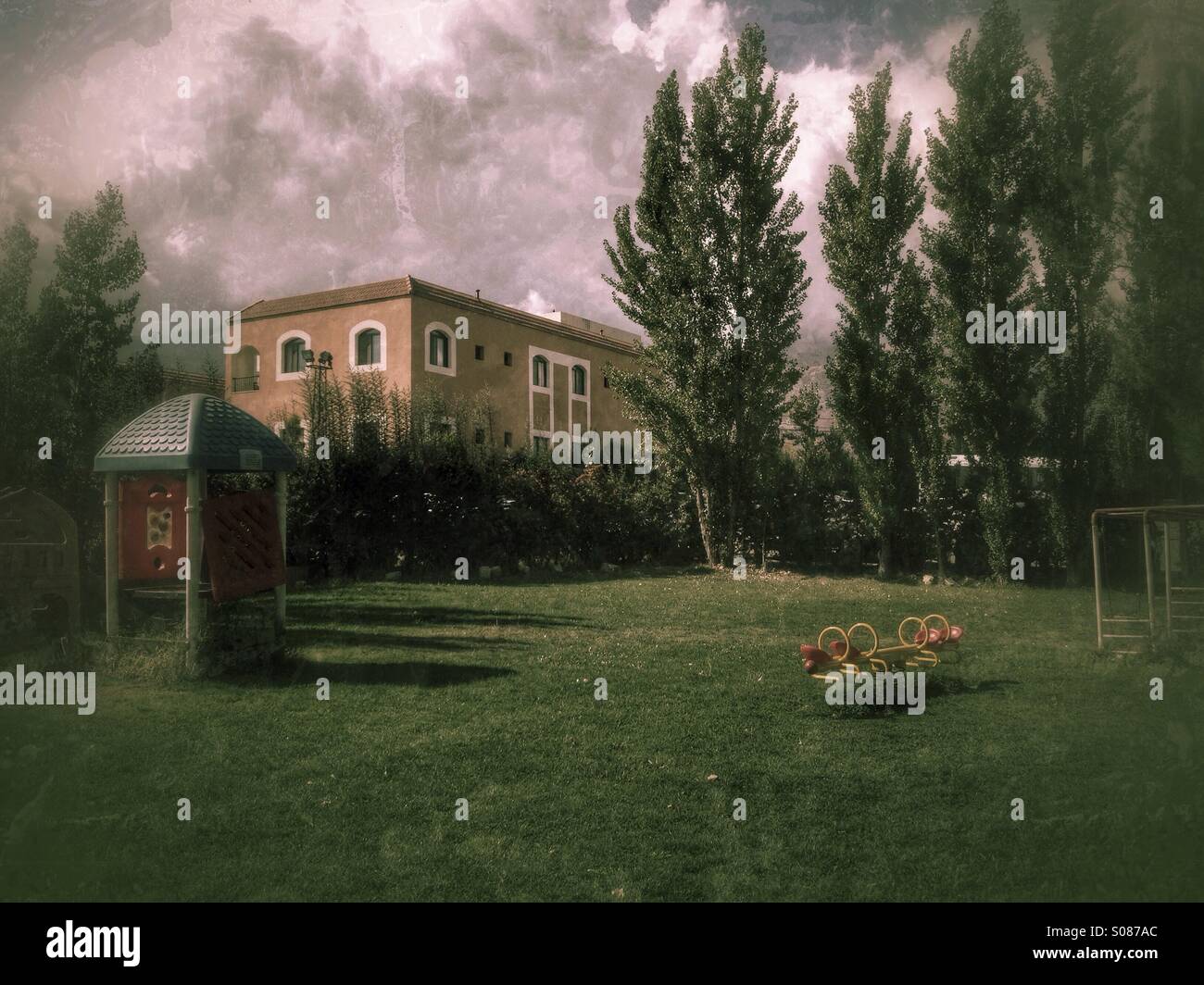 Old school in the mountains - bekaa Lebanon - Smartphone Captured Stock Image