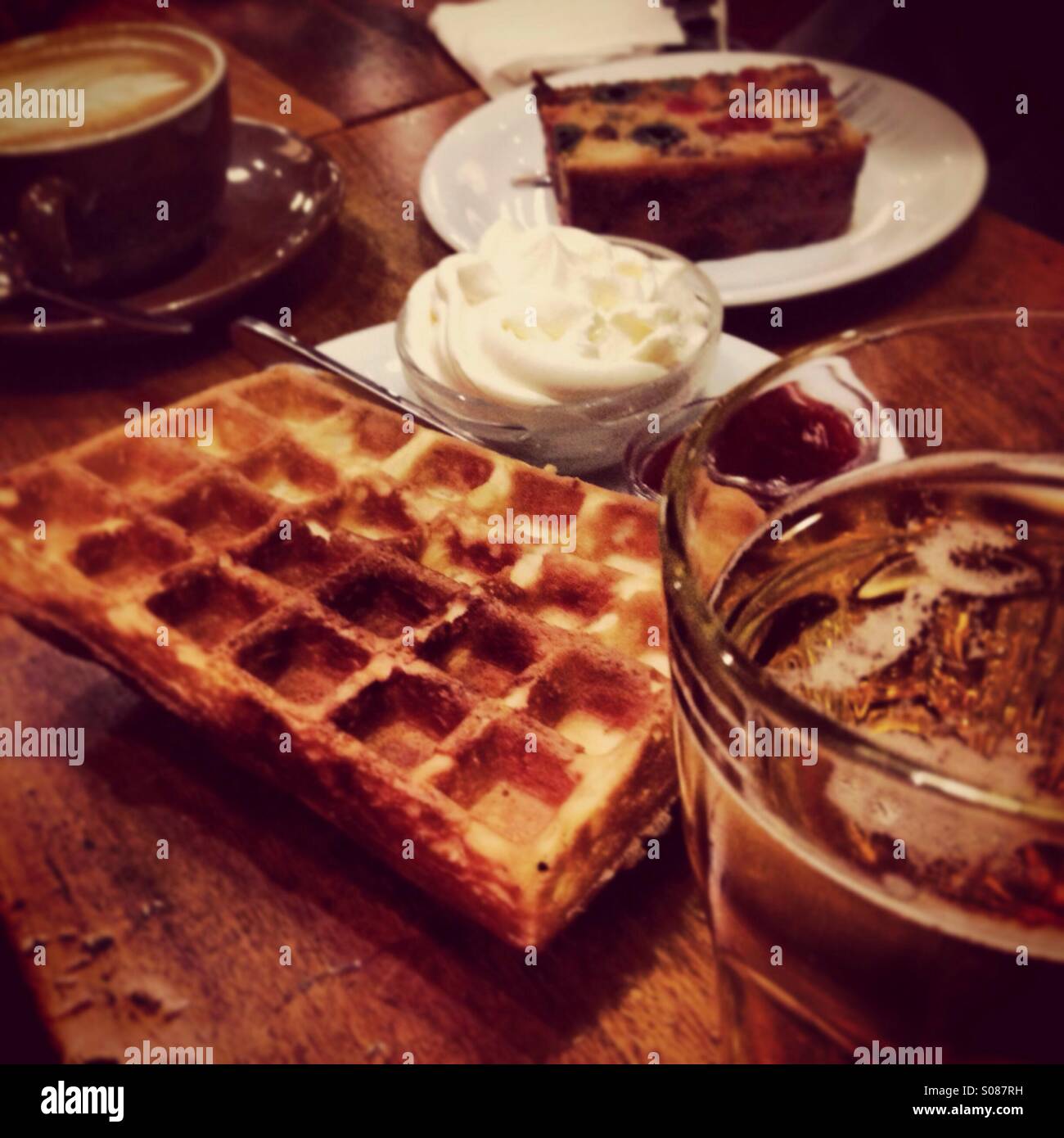 Waffles and coffee Stock Photo Alamy