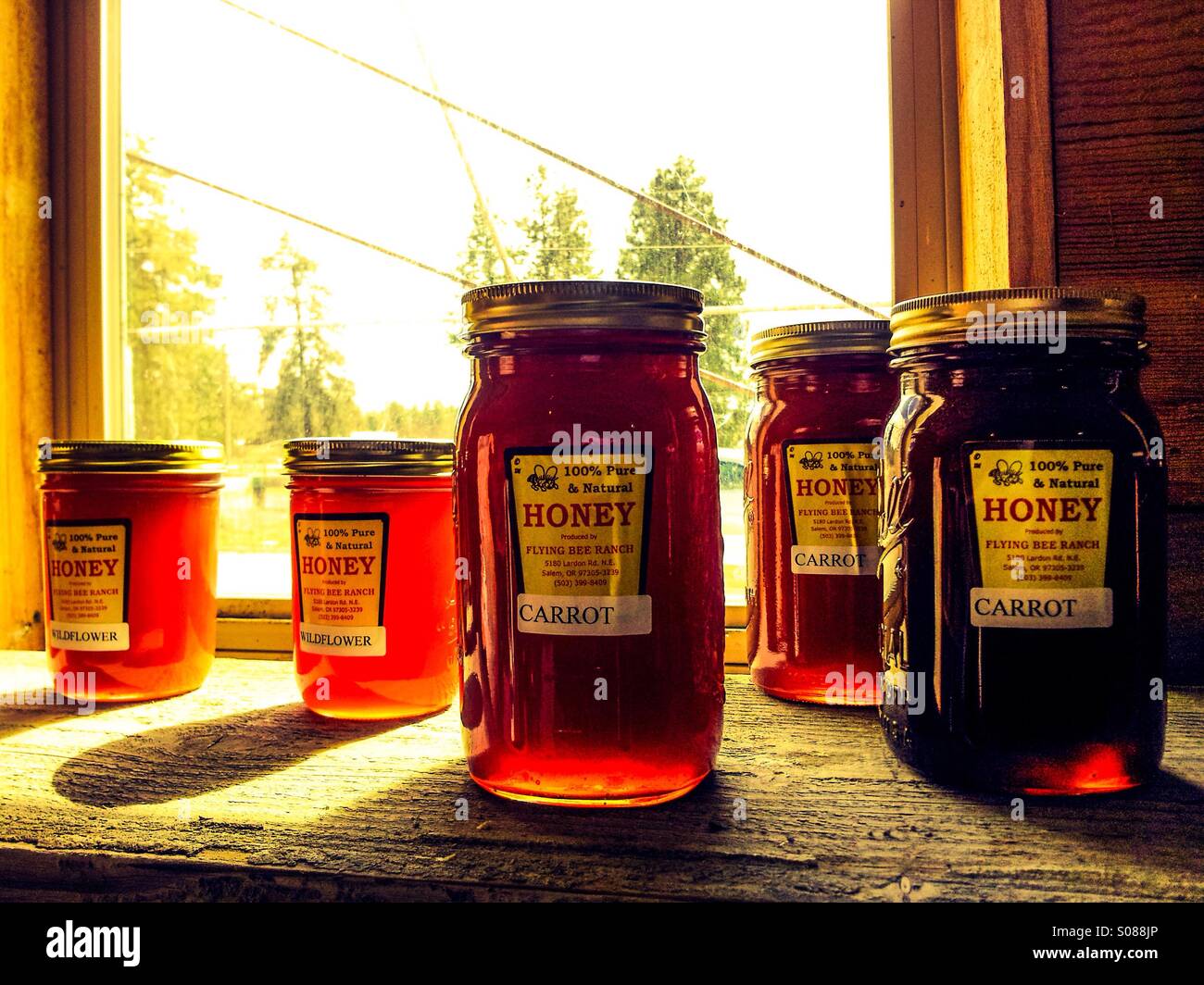 Farmers market.Local Honey Stock Photo