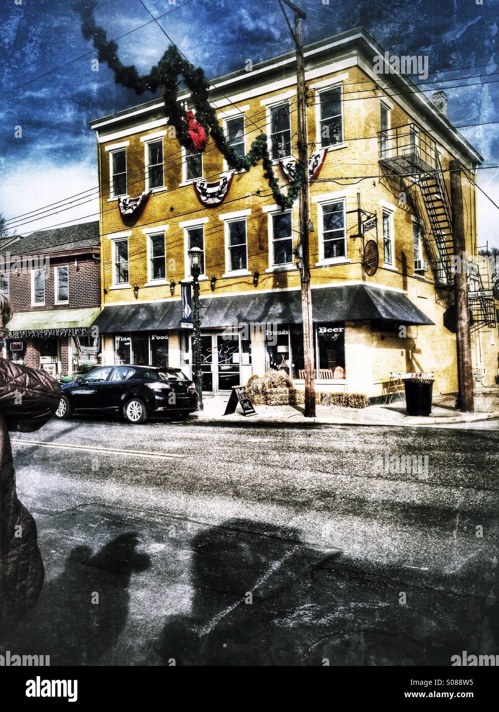 An old cafe on the corner. - Smartphone Captured Stock Image
