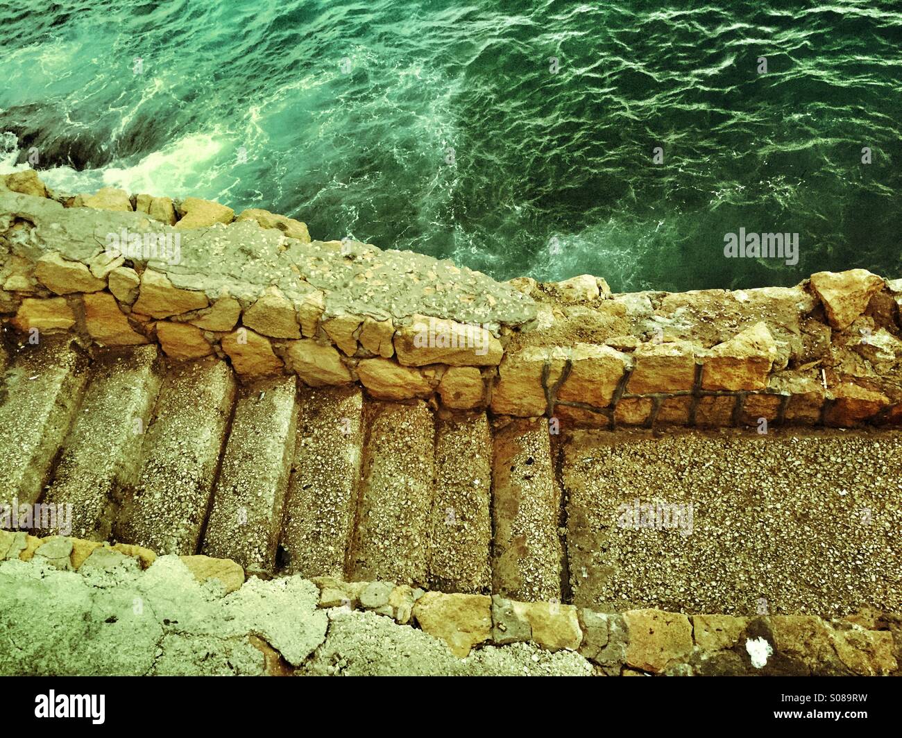 Old steps by the sea - Smartphone Captured Stock Image Old steps by the sea - Smartphone Captured Stock Image