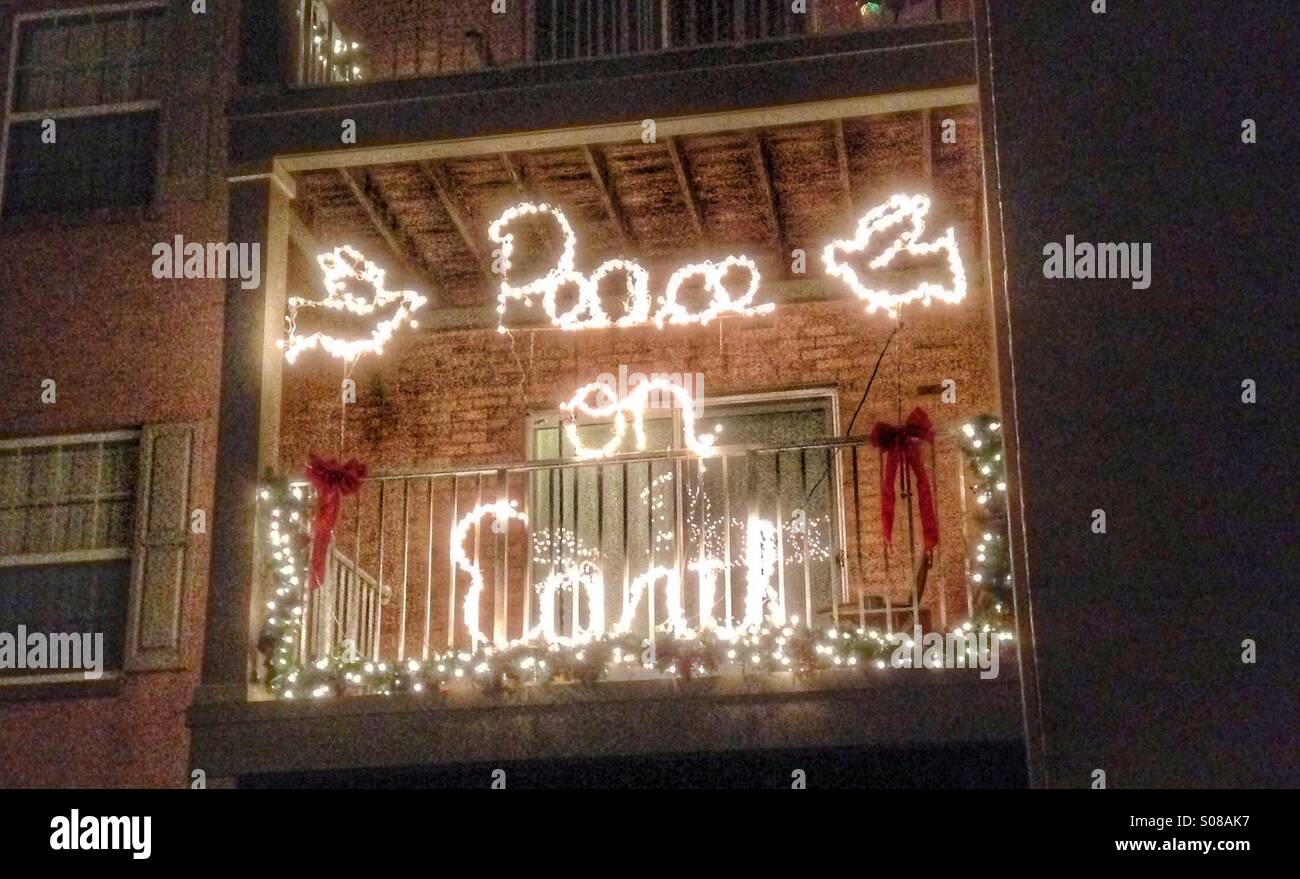 Peace on Earth light display. - Smartphone Captured Stock Image