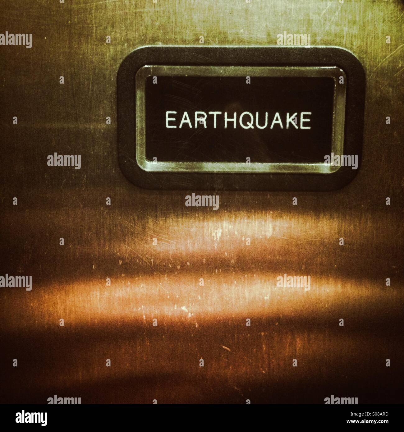 Earthquake button in hotel elevator, Santa Clara, California, USA - Smartphone Captured Stock Image