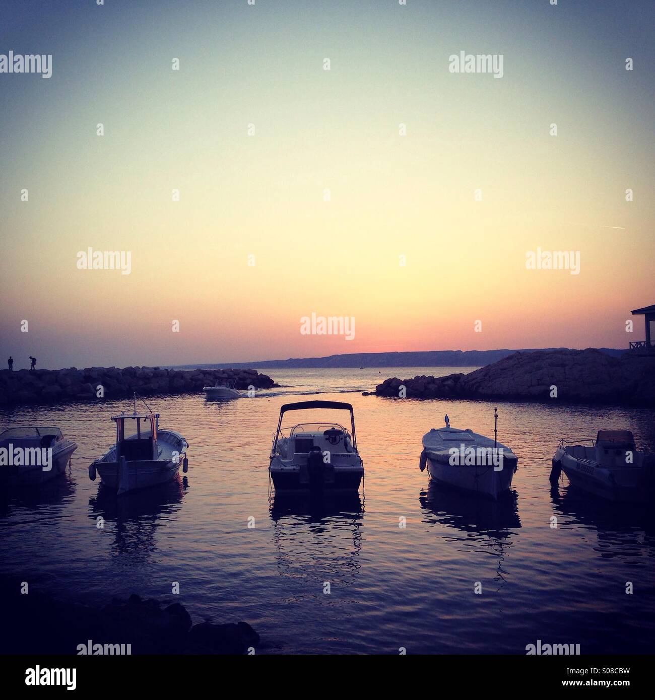 Sunset,sunrise,boats and sea Stock Photo