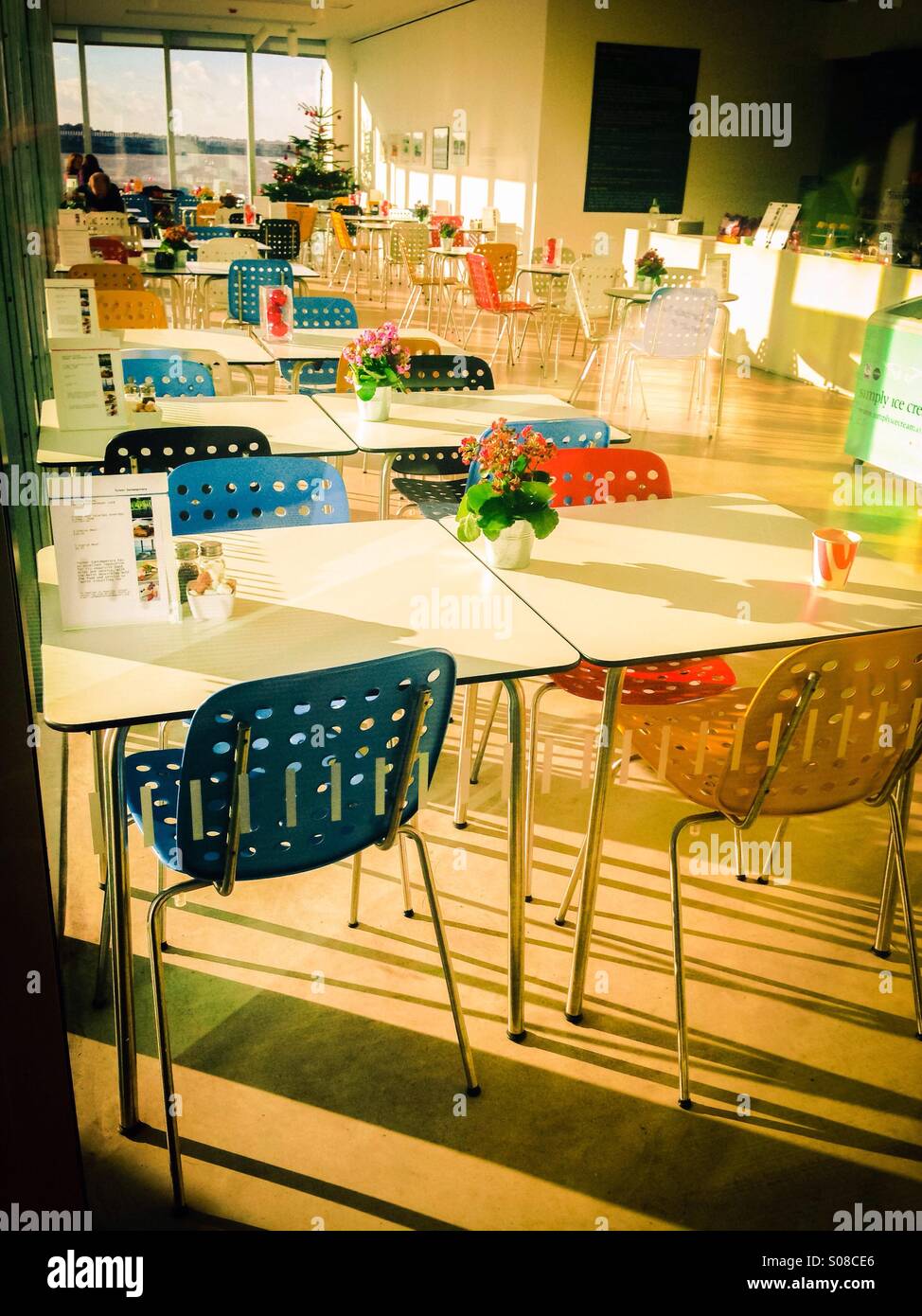 Sunlight shining though the cafe of the Turner Contemporary gallery, Margate. - Smartphone Captured Stock Image