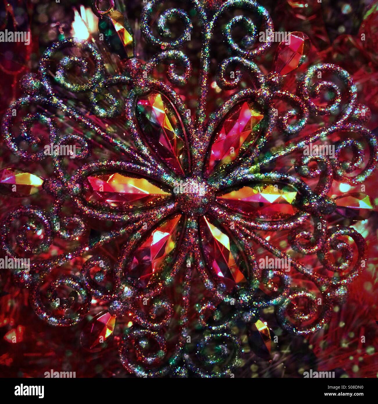 A double exposure of a Christmas tree ornament - Smartphone Captured Stock Image