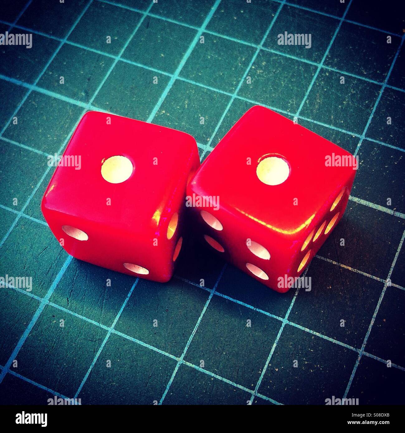 Double 1 at the dices in casino - Smartphone Captured Stock Image