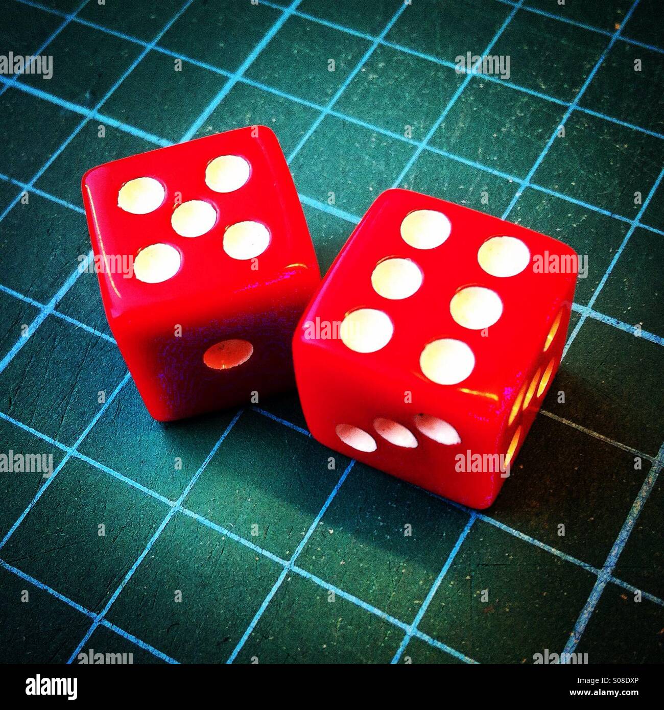 Scoring 11 at the dices at the casino - Smartphone Captured Stock Image