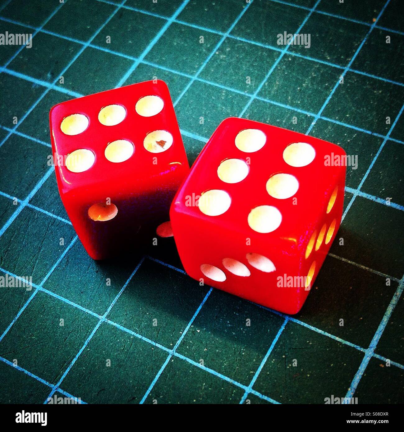 Double 6 at the dices at the casino - Smartphone Captured Stock Image