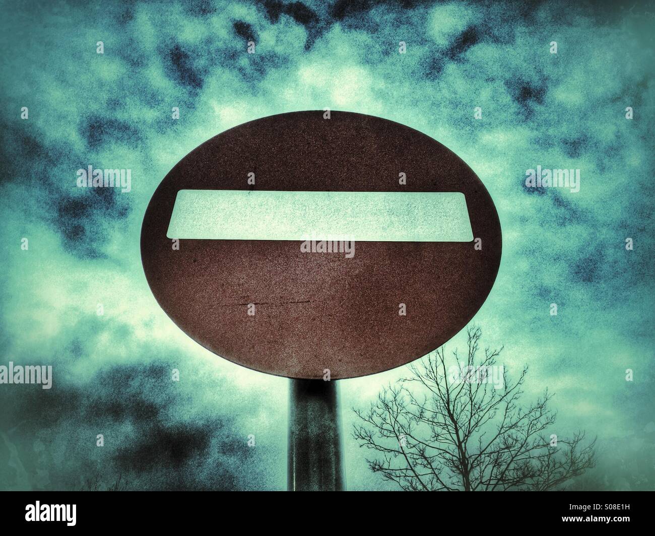 No entry traffic sign - Smartphone Captured Stock Image