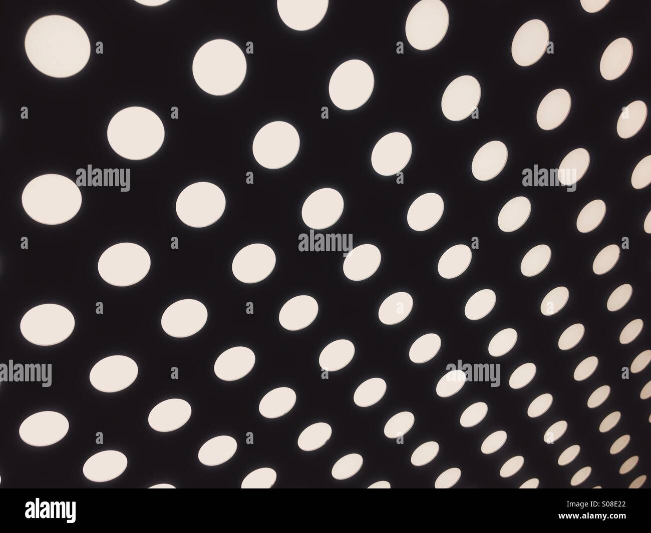 Ceiling of lift detail, diagonal lines, spots, dots, lights. - Smartphone Captured Stock Image