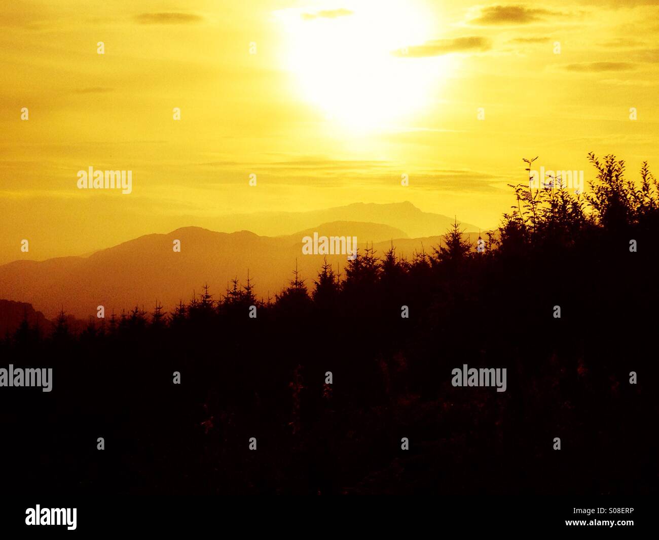 Sunrise over Snowdonia National Park, North Wales, UK - Smartphone Captured Stock Image