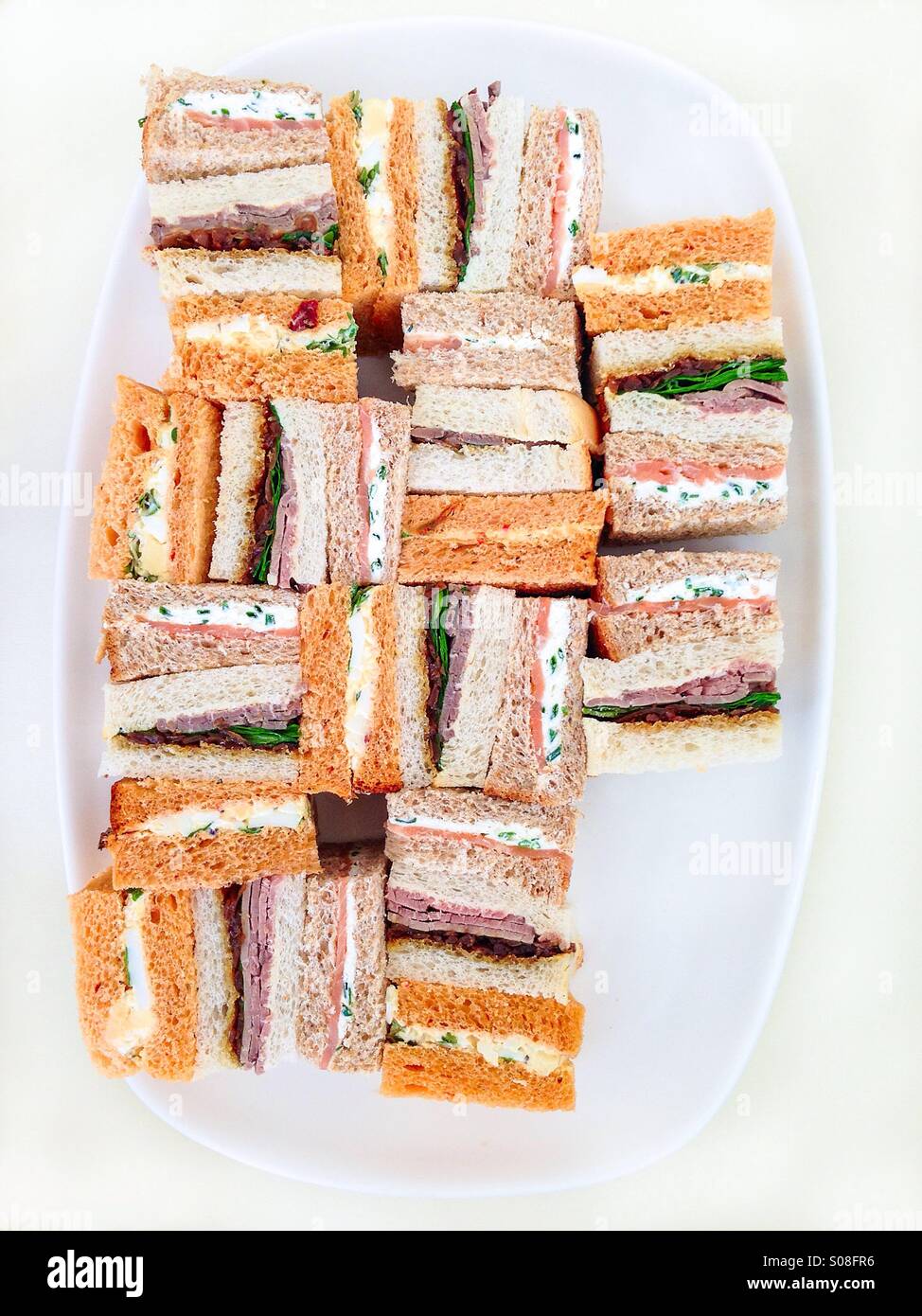 Sandwiches in cubes on a plate - Smartphone Captured Stock Image
