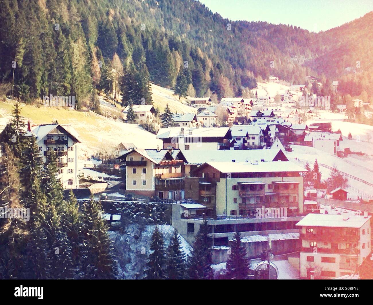 Winter in Welschnofen/Nova Levante, Trentino Alto Adige/ Südtirol, Italy Stock Photo